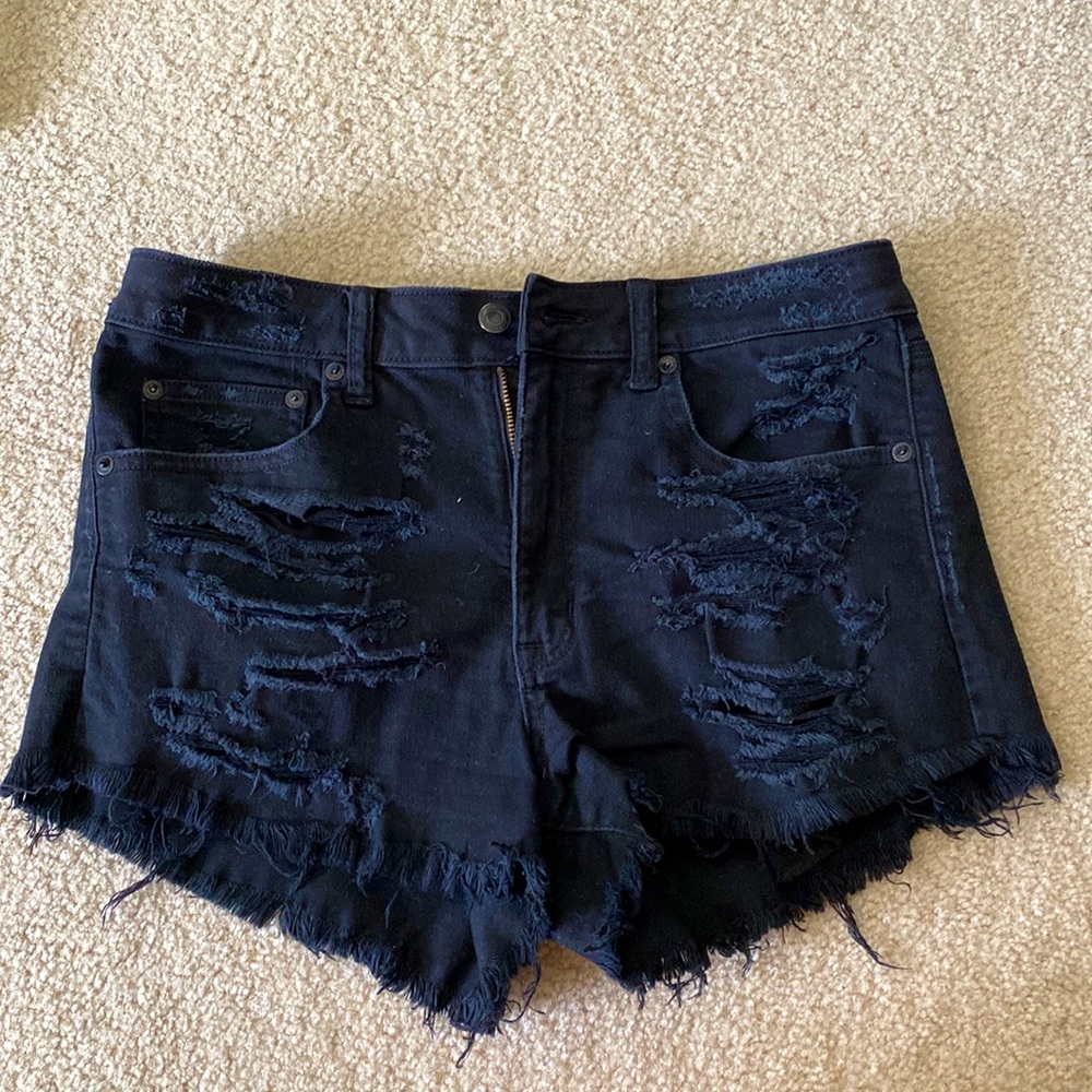 American Eagle Stretch Denim High Waist Short. Black. Size 6